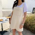 Denim Mini Overall Dress Oatmeal - One Size