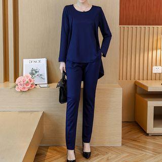 Set: Long-sleeve Top + Slim-fit Pants