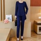 Set: Long-sleeve Top + Slim-fit Pants
