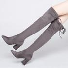 Chunky-heel Over-the-knee Pointy-toe Boots