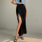 High-waist Tie Side-slit Midi Skirt