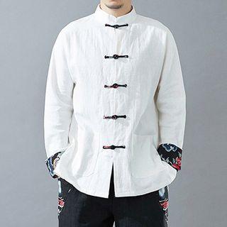 Print Panel Chinese Frog Button Jacket