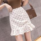 Dotted Drawcord Mermaid Mini Skirt