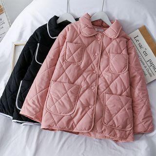 Contrasted Loose-fit Argyle Jacket