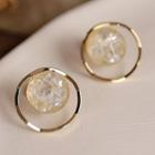 Shell Resin Alloy Earring 1 Pair - Clip On Earring - White Shell - Gold - One Size