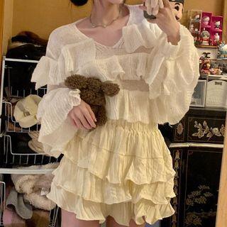 Ruffle Sweater / Mini Tiered Skirt