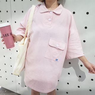 Pocketed 3/4-sleeve Polo Shirt