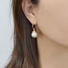Faux-pearl Open-hoop Earring Gold - One Size