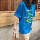 Frog Pattern T-shirt Blue - One Size