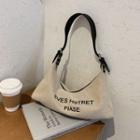 Lettering Print Shoulder Bag Khaki - One Size