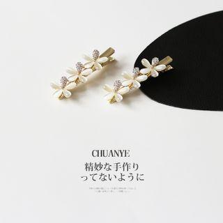 Flower Faux Crystal Hair Clip 4 - Flower - White - One Size