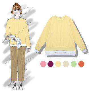 Mock Two-piece Contrast Hem Sweatshirt