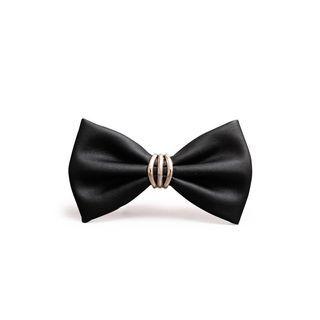 Alloy Faux Leather Bow Tie Black - One Size