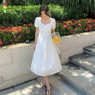 Short-sleeve / Spaghetti Strap Plain A-line Dress