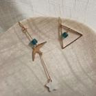 Non-matching Alloy Bird Scallop Star & Triangle Dangle Earring 1 Pair - Non-matching & Bird - Green & Gold - One Size