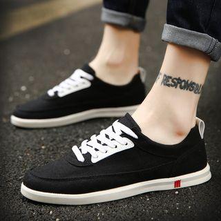 Faux-suede Panel Linen Sneakers
