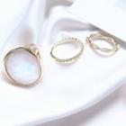 Set Of 3: Alloy Open Ring (assorted Designs) Gold - Us Size 9