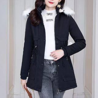 Fluffy Trim Button-up Parka