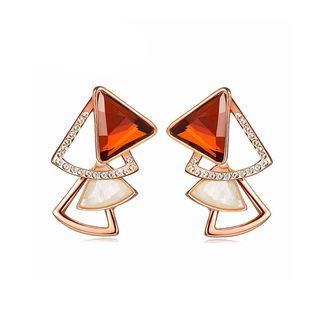 Fashion Triangle Earrings With Red Cubic Zircon
