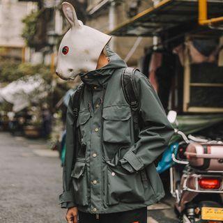 Hooded Button-up Cargo Jacket