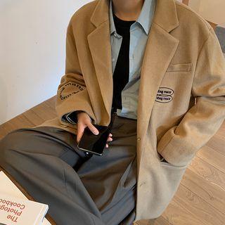Letter Embroidered Single-breasted Blazer
