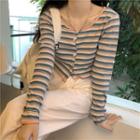 Long-sleeve Striped Cardigan Stripe - One Size