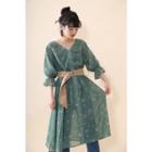 Floral Print 3/4 Sleeve Long Chiffon Jacket