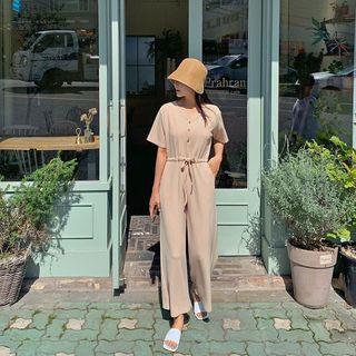 Drawcord Shirtwaist Jumpsuit