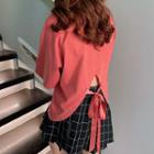 Short-sleeve Tie-back T-shirt Red - One Size