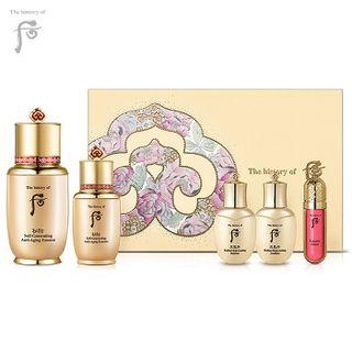 The History Of Whoo - Bichup Special Set: Self-regenerating Essence 50ml + 20ml + Hwahyun Balancer 25ml + Hwahyun Lotion 25ml + Gongjinmi Luxury Gloss (#r25 Coral Peach)