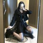 Spaghetti Strap Midi A-line Dress / Cropped Double-breasted Blazer / Set