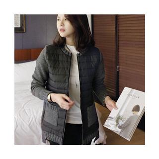 Padded-panel Zip-up Knit Jacket