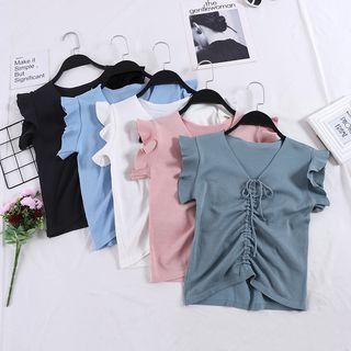 Drawstring Sleeveless Knit Top