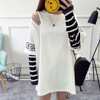Cutout-shoulder Mock Two-piece Tunic