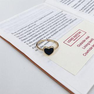 Heart Agate Sterling Silver Open Ring K716 - Gold - One Size