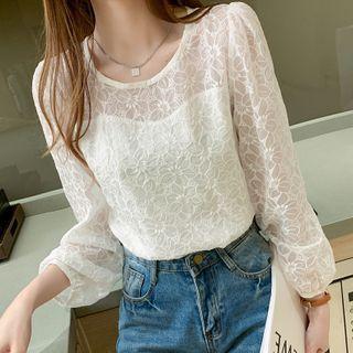 Puff Sleeve Embroidered Top