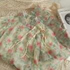 Frog-button Printed Mesh Qipao Dress