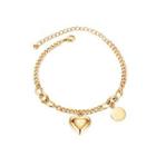 Fashion Romantic Plated Gold Heart-shaped 316l Stainless Steel Bracelet Golden - One Size