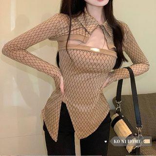 Set: Strapless Patterned Top + Shrug