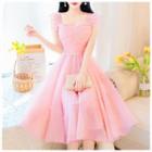 Sleeveless Mesh Ruffled A-line Dress