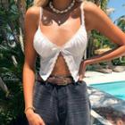 Spaghetti Strap Open-front Crop Top