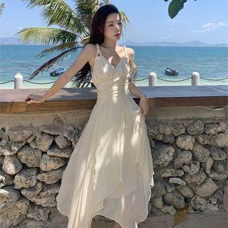 Spaghetti Strap Irregular Midi Sundress