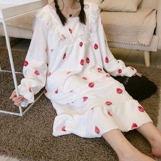 Strawberry Print Midi Sleep Dress