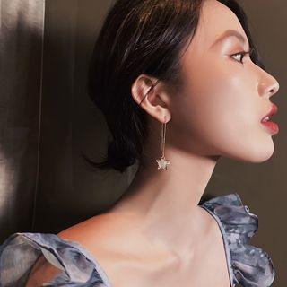 Cat Eye Stone Star Dangle Earring As Shown In Figure - One Size