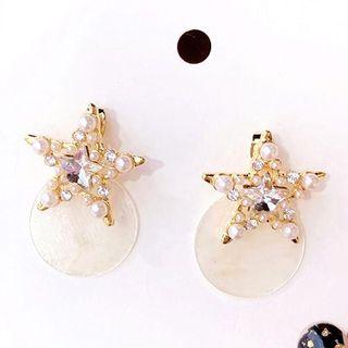 Shell & Faux Pearl Star Drop Earring 1 Pair - As Shown In Figure - One Size