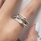 Geometric Lettering Layered Alloy Open Ring