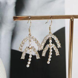 Faux Pearl Rhinestone Branches Dangle Earring 1 Pair - As Shown In Figure - One Size