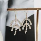 Faux Pearl Rhinestone Branches Dangle Earring 1 Pair - As Shown In Figure - One Size