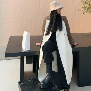 Double-breasted Colorblock Long Jacket