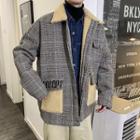 Faux Shearling Lined Plaid Snap Button Jacket